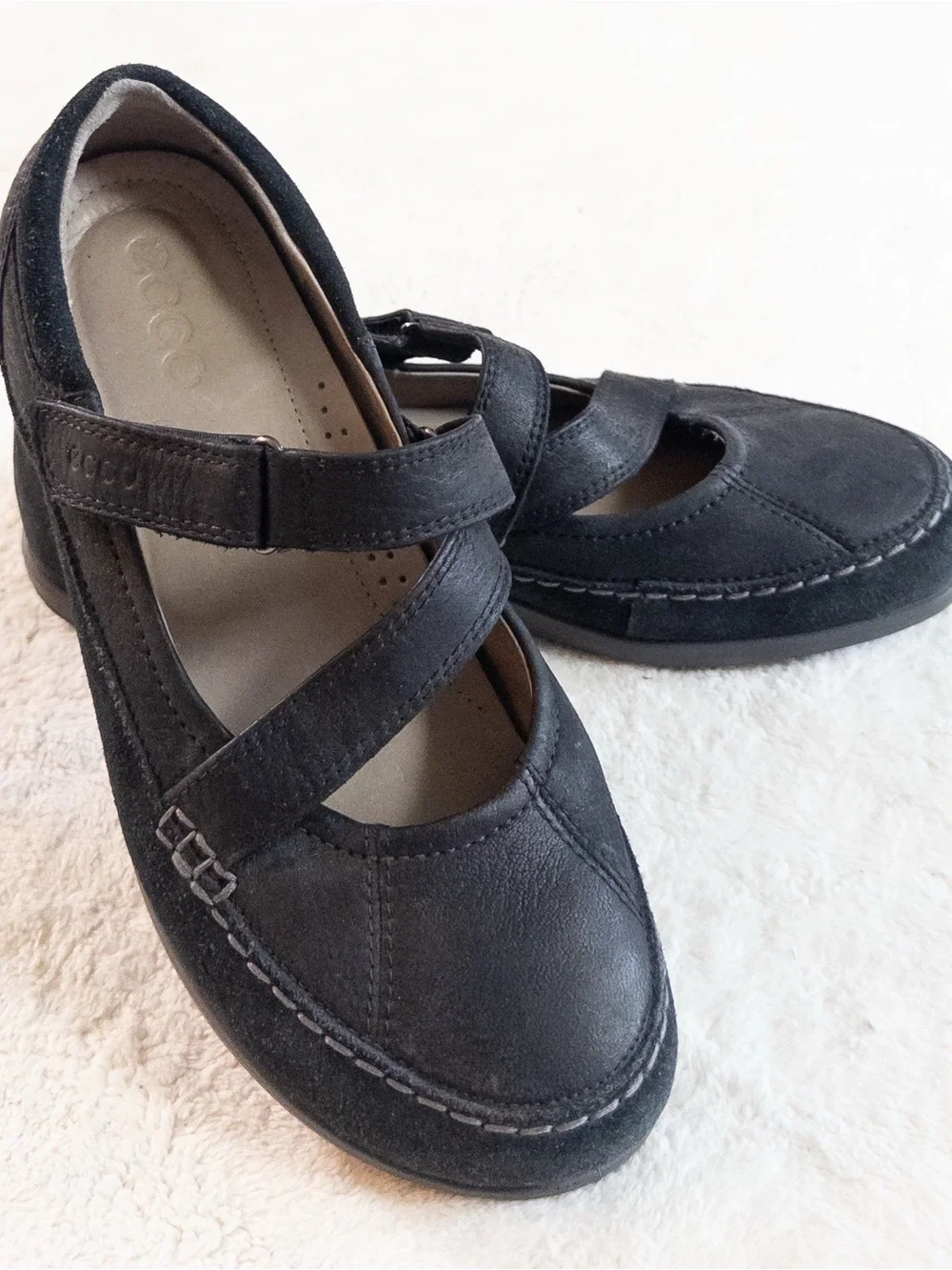 ECCO Black Mary Jane Leather Shoes Women’s Size 37 US 6.5/7 Comfort Flats